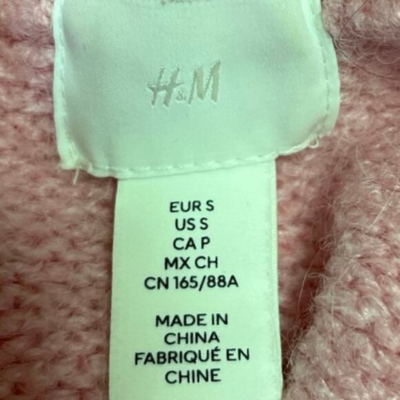 H&M Pink Wool Blend Crew Neck Long Sleeve Knit Cropped Pullover Sweater Size S - Picture 3 of 4